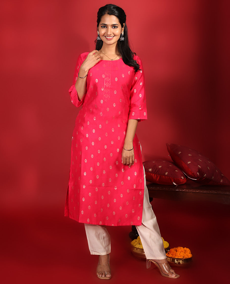 Rani Pink Readymade Rayon Kurti