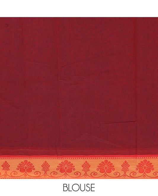 Navy blue striped & bird motifs Coimbatore cotton saree, contrast border & pallu of swan motifs