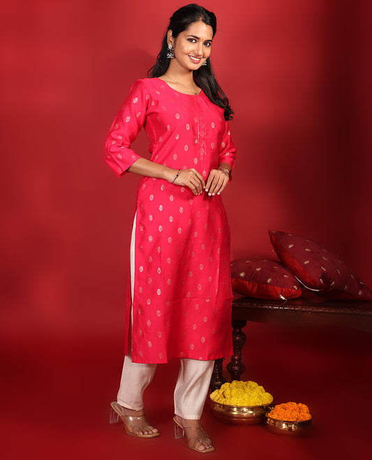 Rani Pink Readymade Rayon Kurti