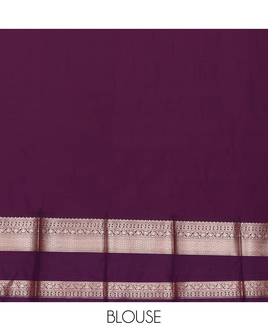 Pink Budget Silk Saree, Decked Up with Buttas, Complemented by a Contrast Traditional Zari Rettai Pettu Border, Grand Pallu, and a Contrast Blouse