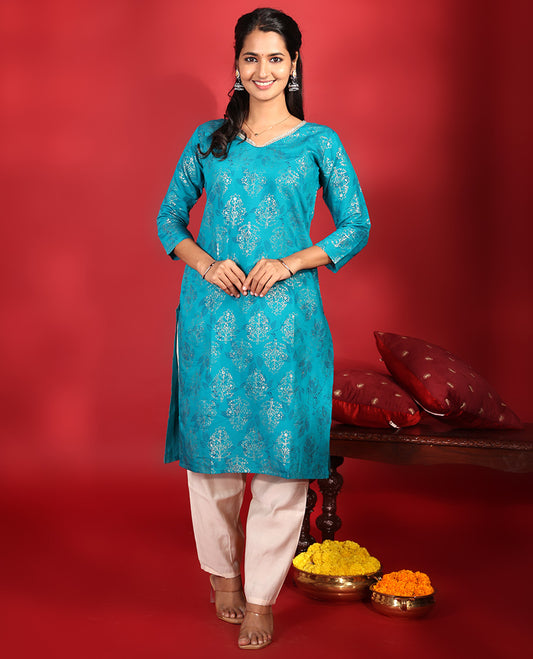 Blue Readymade Rayon Kurti