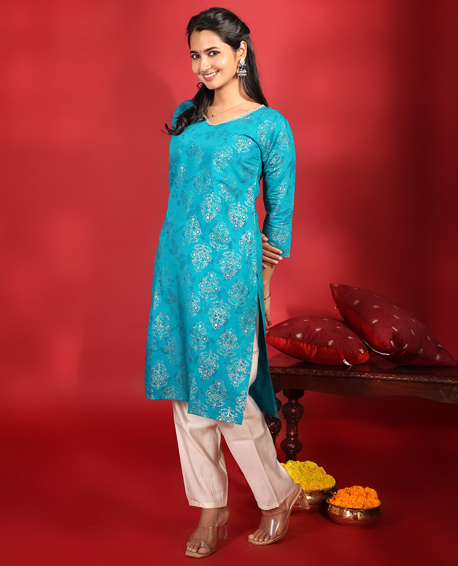 Blue Readymade Rayon Kurti