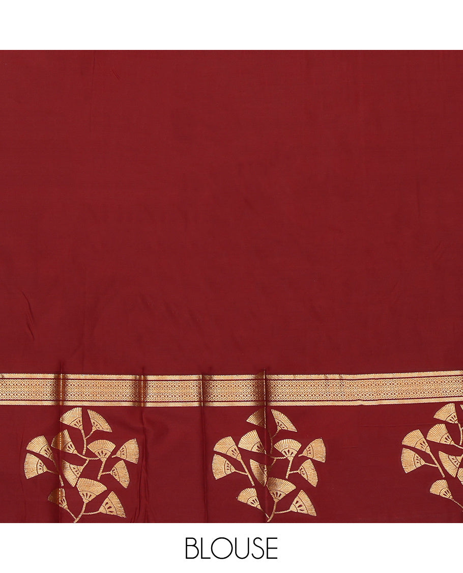 Pink Budget Silk Saree, Graced with Zari Buttas, Complemented by a Contrast Traditional Zari Border, Grand Pallu, and a Contrast Blouse