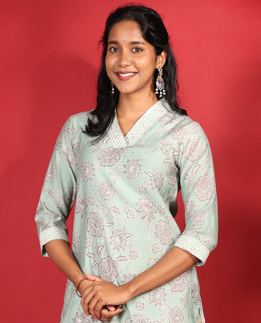 Pale Blue Readymade Vatican Kurti