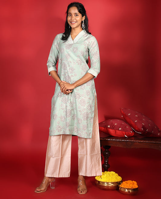 Pale Blue Readymade Vatican Kurti
