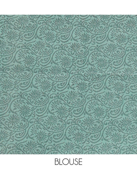 Turquoise unique motifs Coimbatore cotton saree, self-pallu of intricate designs