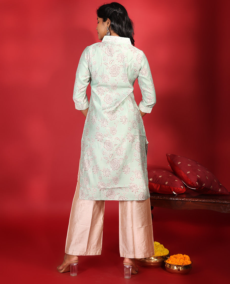 Pale Blue Readymade Vatican Kurti
