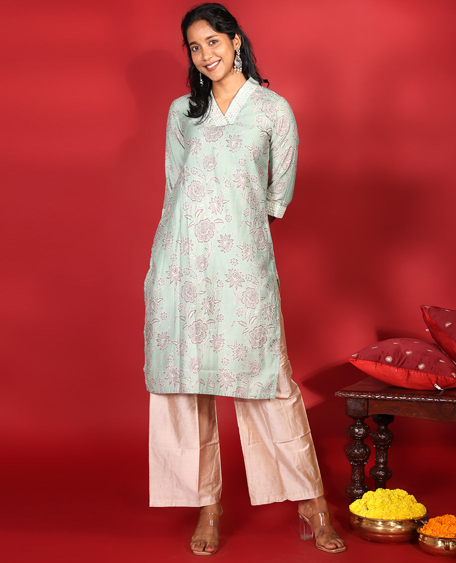 Pale Blue Readymade Vatican Kurti