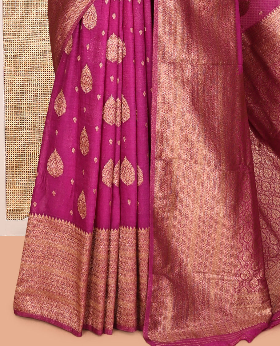 Magenta Fancy Crepe Saree
