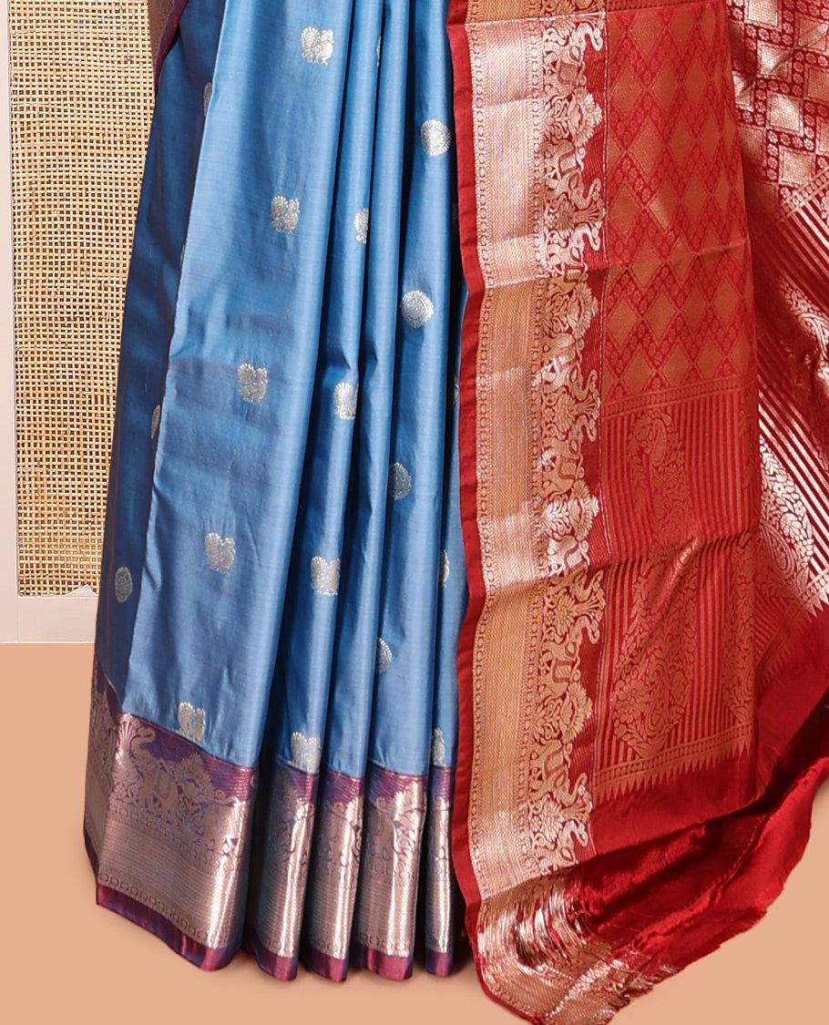 Blue Zari Buttas Gift Saree