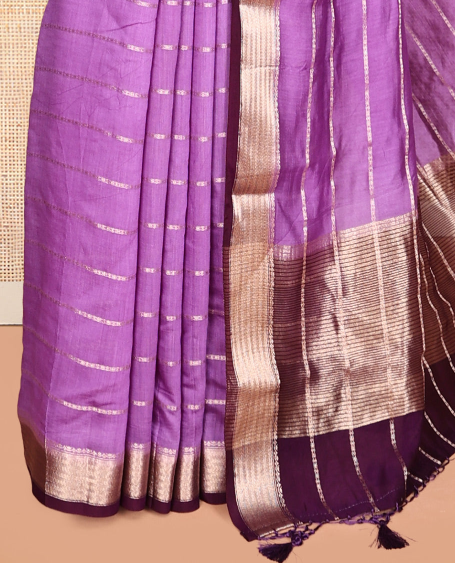 Lavender Assam Silk Saree