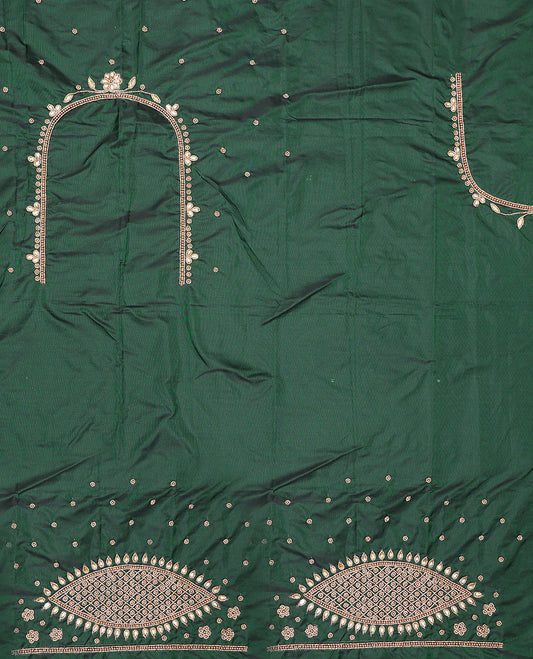 Green striped with motifs aari embroidery material blouse