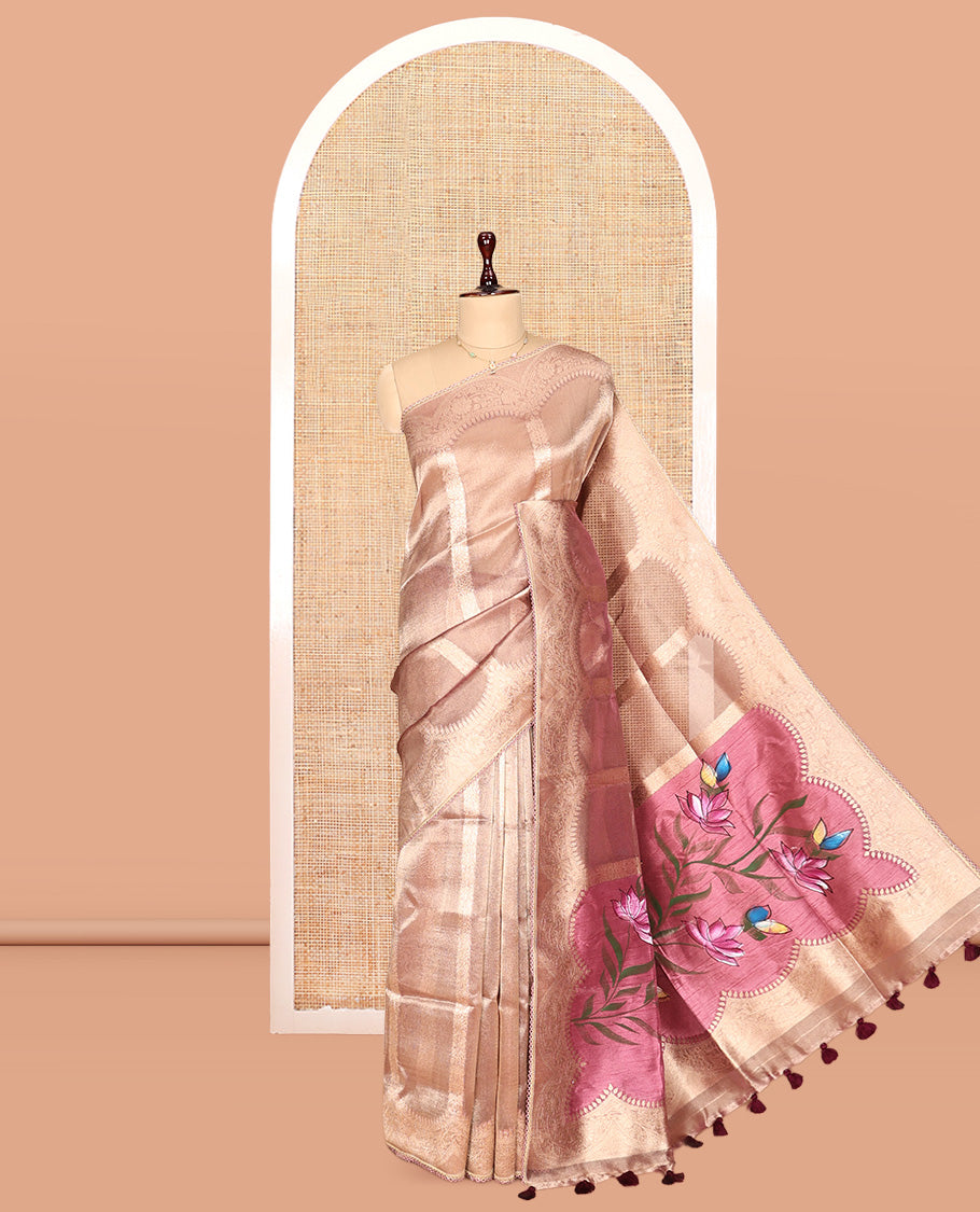 Onion Pink Fancy Organza Saree