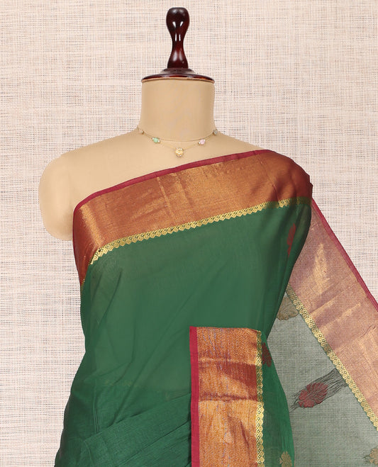Green Plain Kanchi Cotton Saree