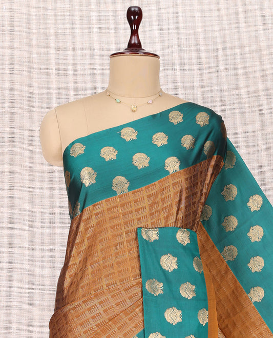 Brown Zari Checks Budget Silk Saree