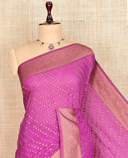 Rani Pink Fancy Crepe Saree