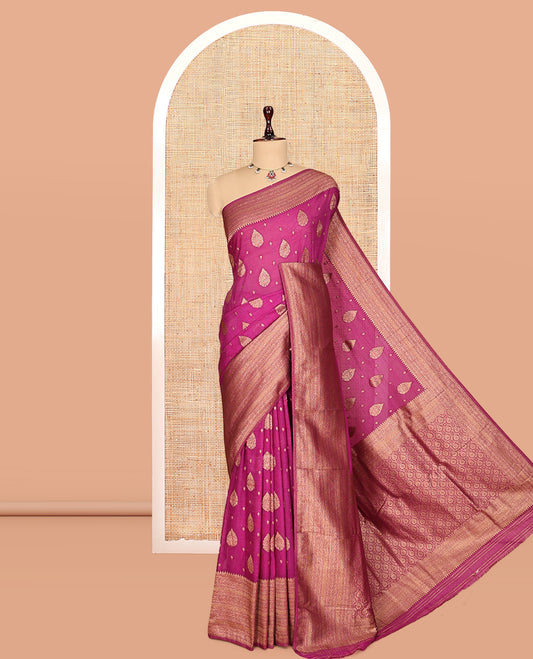 Magenta Fancy Crepe Saree