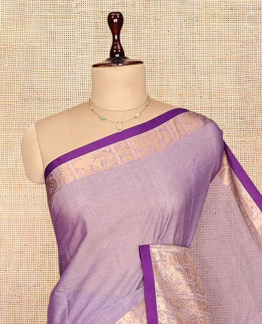 Pale Violet Plain Chettinad Cotton Saree