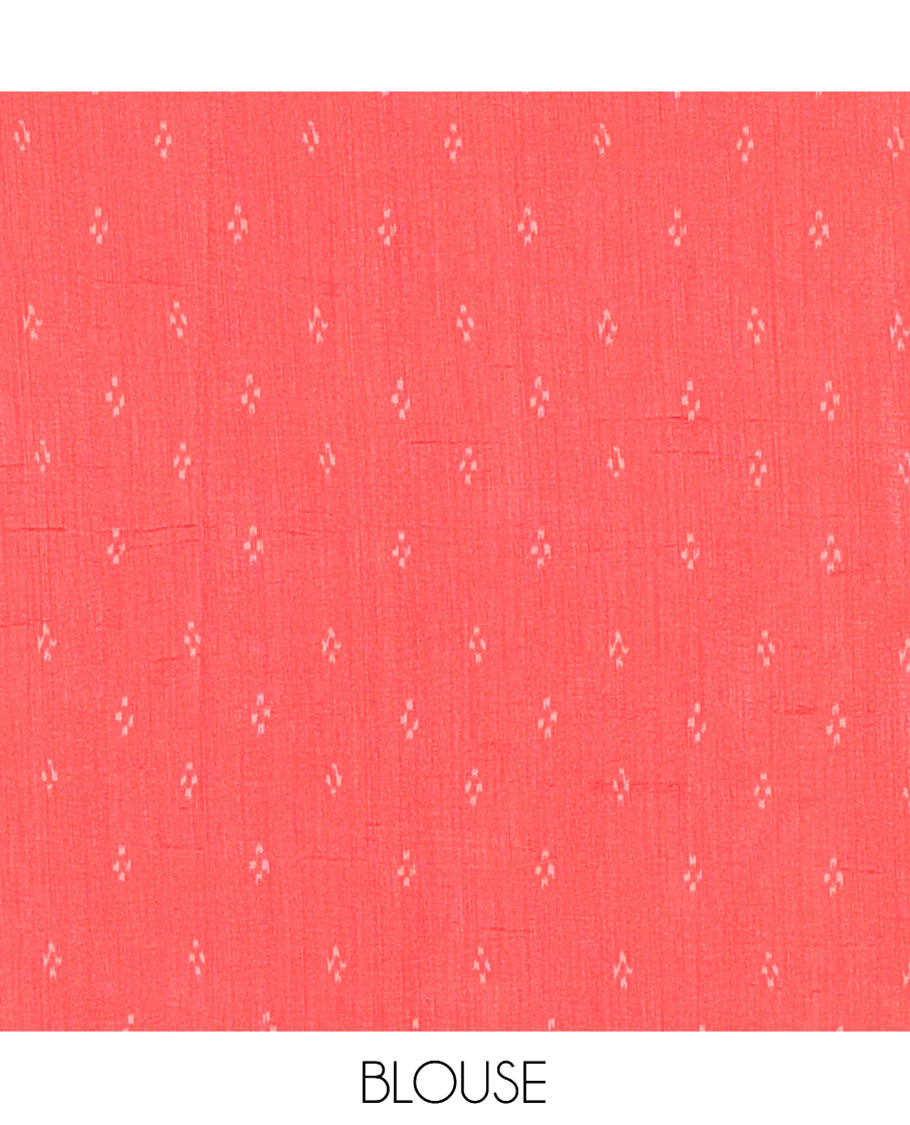 Pink Fancy Tussar Saree Features Pichwai Lotus and Cow Print, Contrast Patola Elephant Border, Patola  Pallu, and a Contrast Blouse