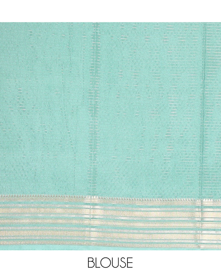 Violet Zari Checked Art Crepe Saree, Contrast Horizontal Striped Border, Zari Striped Pallu, and a Contrast Blouse