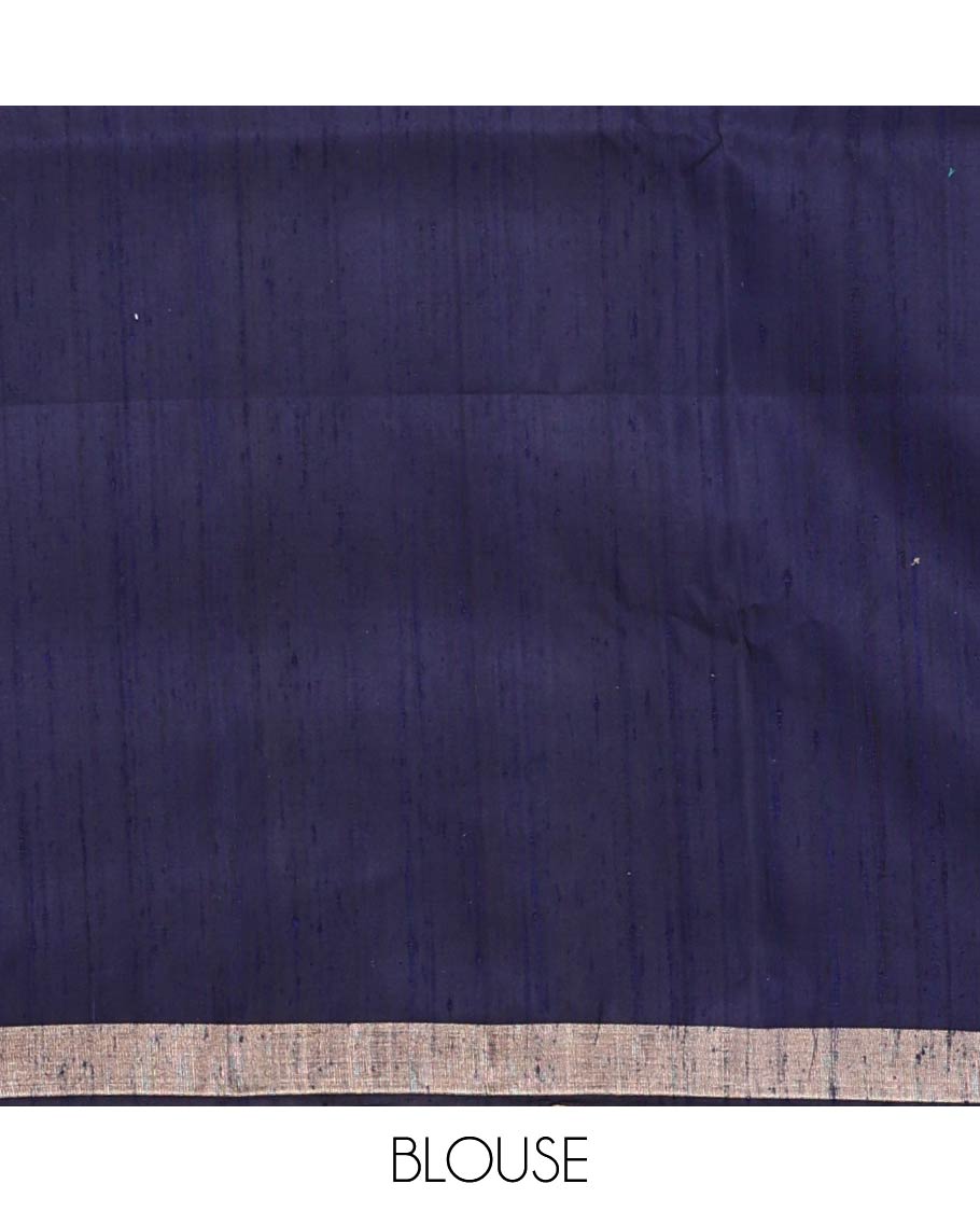 Borderless Blue Mayuri Soft Silk Saree, Mesmerized with Zari Buttas and Floral Buttas All Over Its Body, Highlighted by Pallu of Floral and Bird Designs, and Paired with a Matching Blouse
