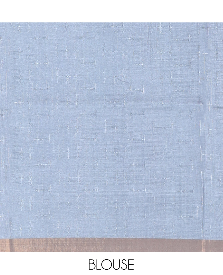 Rust Floral Design Manipuri Silk Saree, Contrast Checked Border, Mughal-Style Pallu, Contrast Blouse