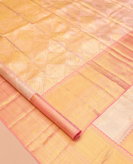 Peach Kanchipuram Tissue Silk Saree