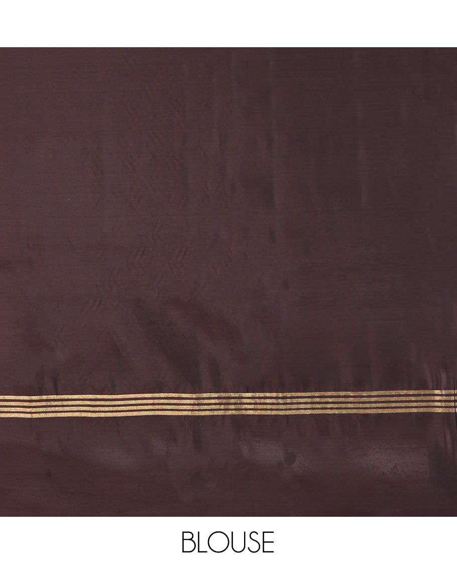 Blue Uppada Silk Saree, Finely Crafted with Zari Buttas, a Contrast Border, Grand Pallu, and a Contrast Blouse