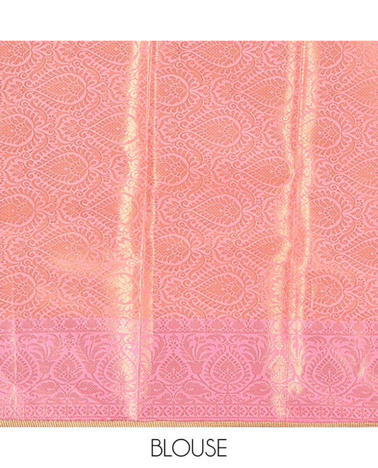 Yellow semi-banaras tissue silk saree with  contrast zari, fringe border & pallu of intricate design