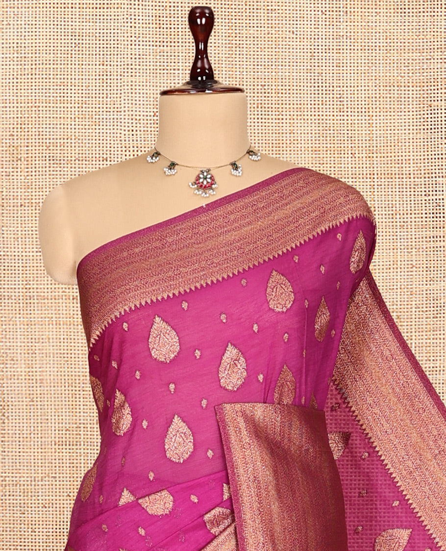 Magenta Fancy Crepe Saree