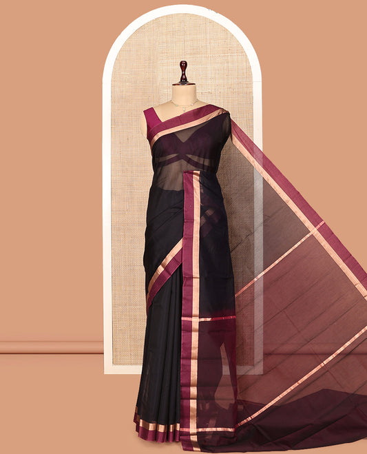 Black Plain Silk Cotton Saree