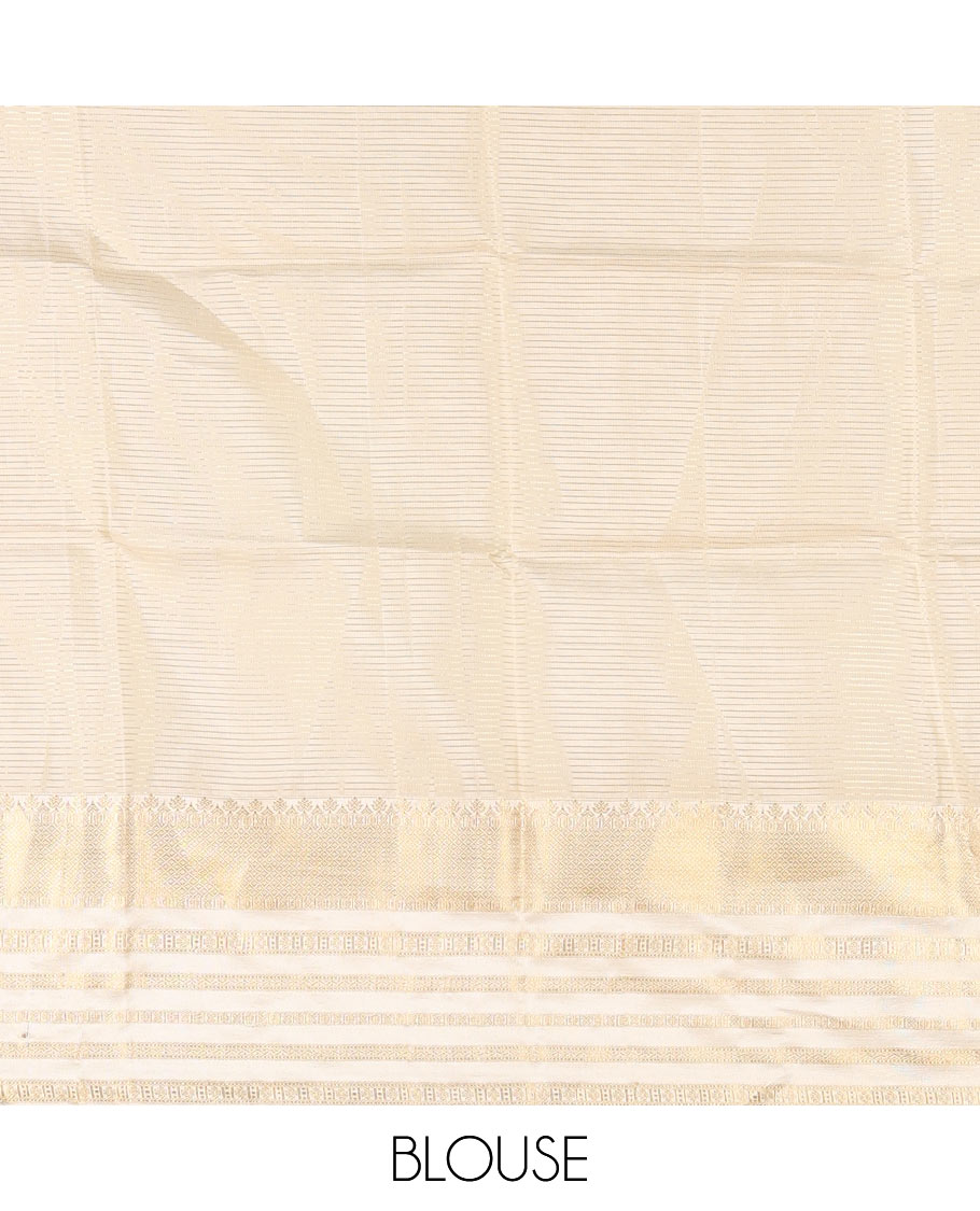 Pink Vasundhara Lite Silk Mix Saree Subtly Sparkled with Zari Checks and Zari Buttas, Complemented by a Contrast Varisai Pettu Border of Jaal, Muthu, Neli, and Rudraksham Motifs, a Gleaming Zari Jaal Pallu, and a Contrast Blouse