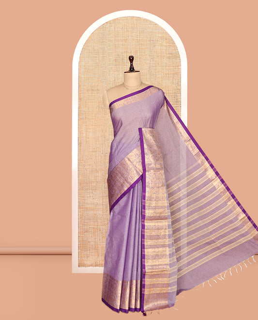 Pale Violet Plain Chettinad Cotton Saree