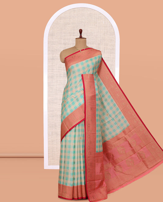 Sky Blue Fancy Mysore Silk Saree