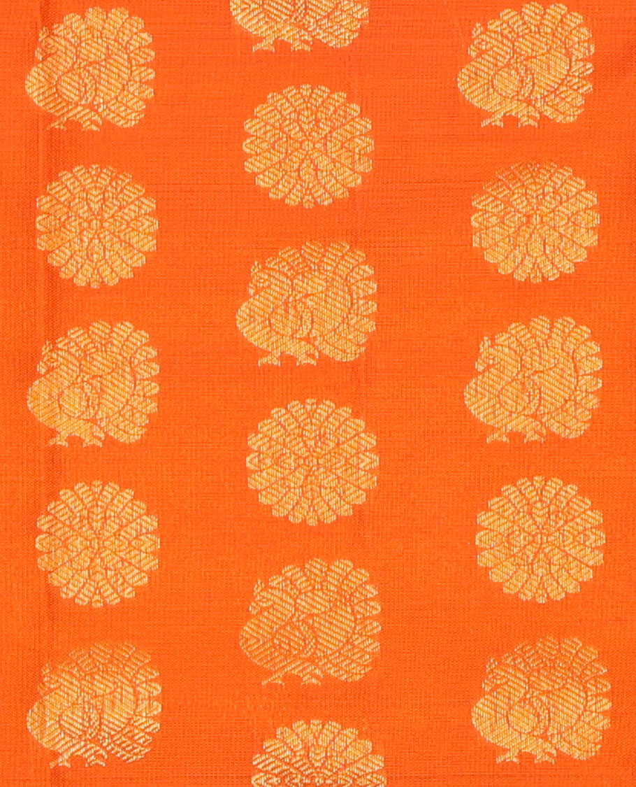 Orange Pure Silk Navarathna Pavadai Material Set