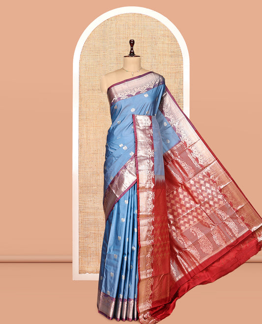 Blue Zari Buttas Gift Saree