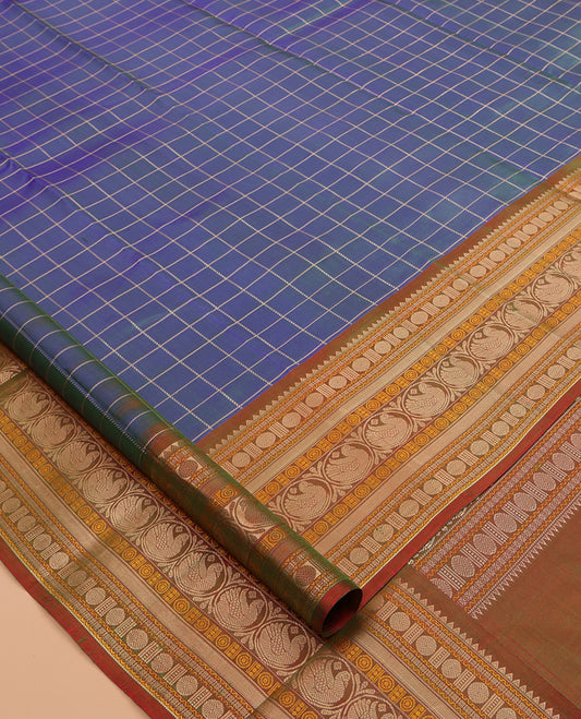 Blue Kanchipuram Chettinad Saree