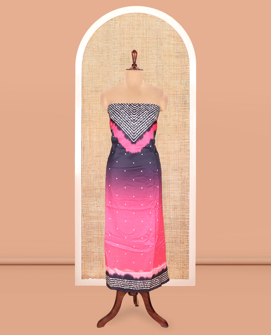 Navy Blue-Rani Pink Satin Crepe Material Chudidar Set