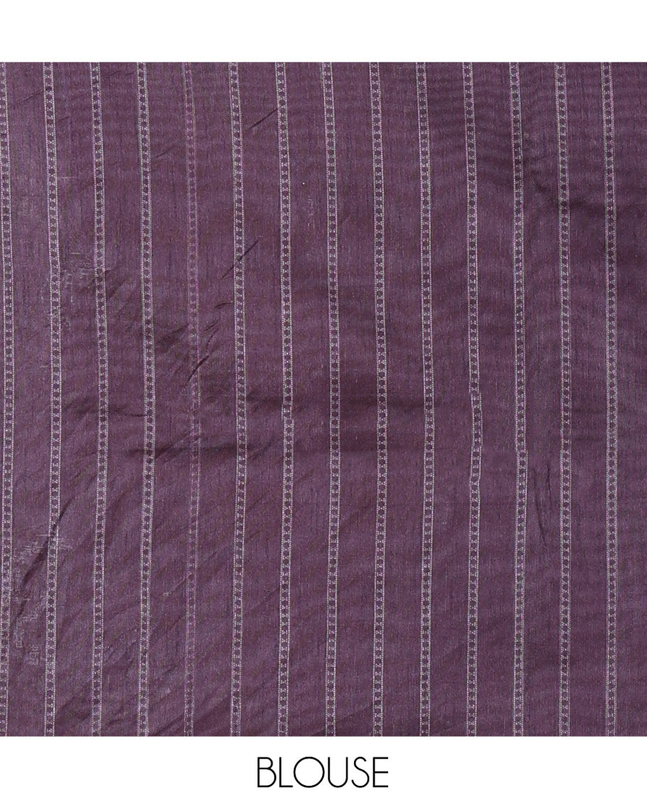 Pink Semi-Tussar Saree Beautified with Bird Motifs Printed All Over Its Body, Complemented by a Contrast Border of Bird Motifs, Pallu Mirrors the Same Bird Print, and Paired with a Contrast Blouse