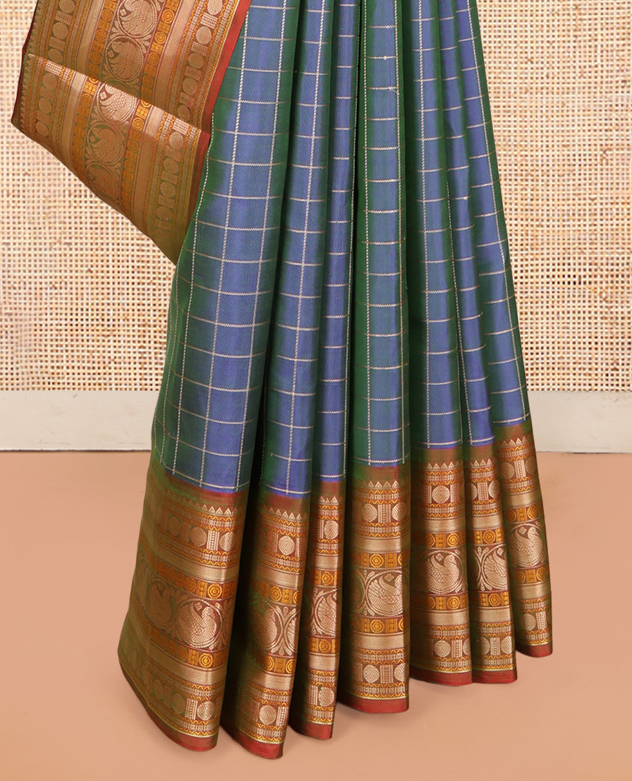 Blue Kanchipuram Chettinad Saree