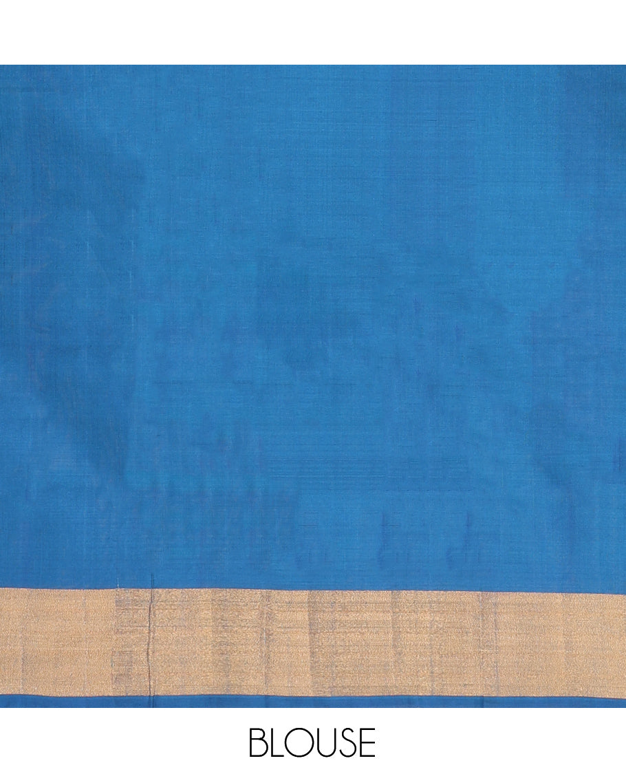 Lavender Uppada Silk Saree, Woven with Buttas, Complemented by a Contrast Temple Zari Border, Contrast Intricately Designed Pallu, and a Contrast Blouse
