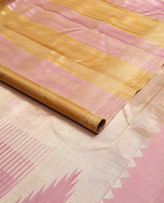 Multi-color checkered design kancheepuram silk saree with self zari border & bhavanji pallu