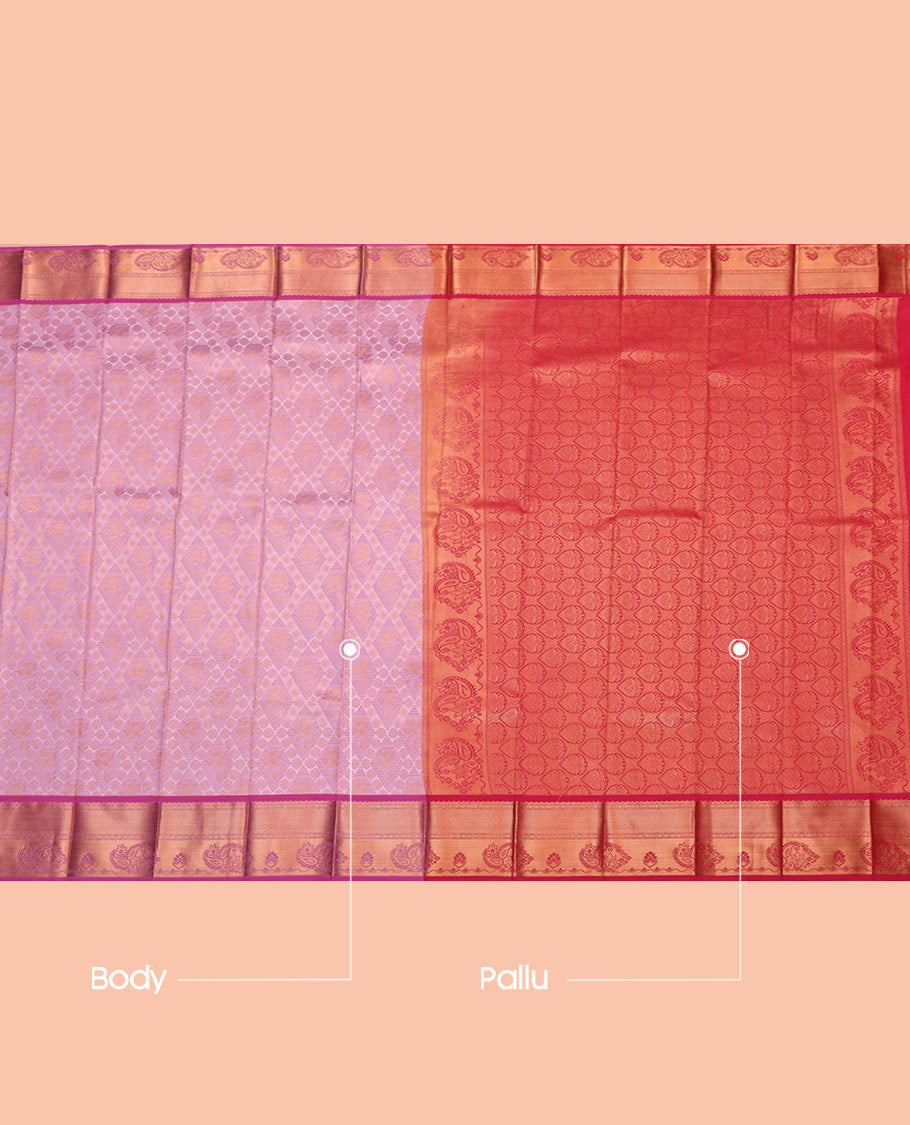 Pink Budget Silk Saree, Adorned with Jacquard, Complemented by Contrast Traditional Zari Border, Intricate Pallu, and a Contrast Blouse