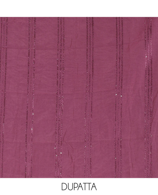 Multi-Color Shimmer Tissue Material Churidar, Embellished with Madras Checked Neckwork Top, a Contrast Bottom, and a Sequins Striped Dupatta