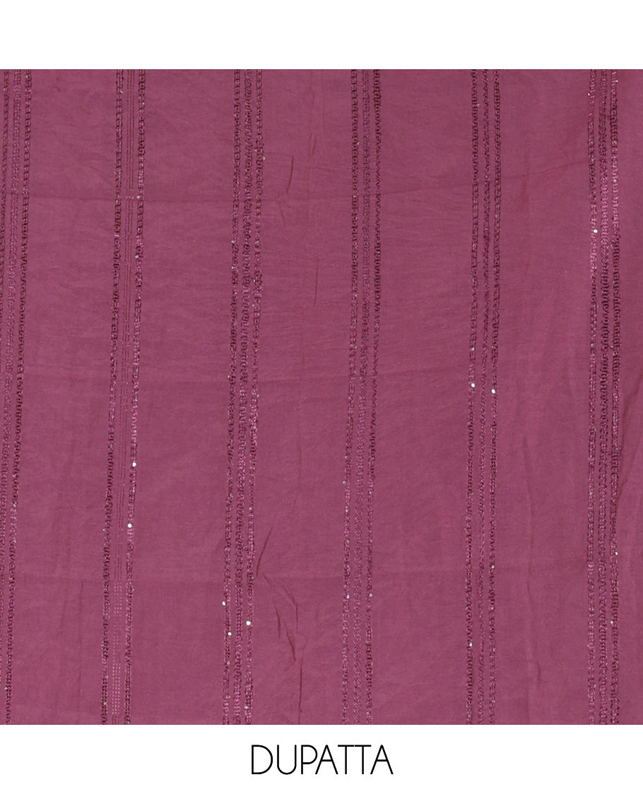 Multi-Color Shimmer Tissue Material Churidar, Embellished with Madras Checked Neckwork Top, a Contrast Bottom, and a Sequins Striped Dupatta