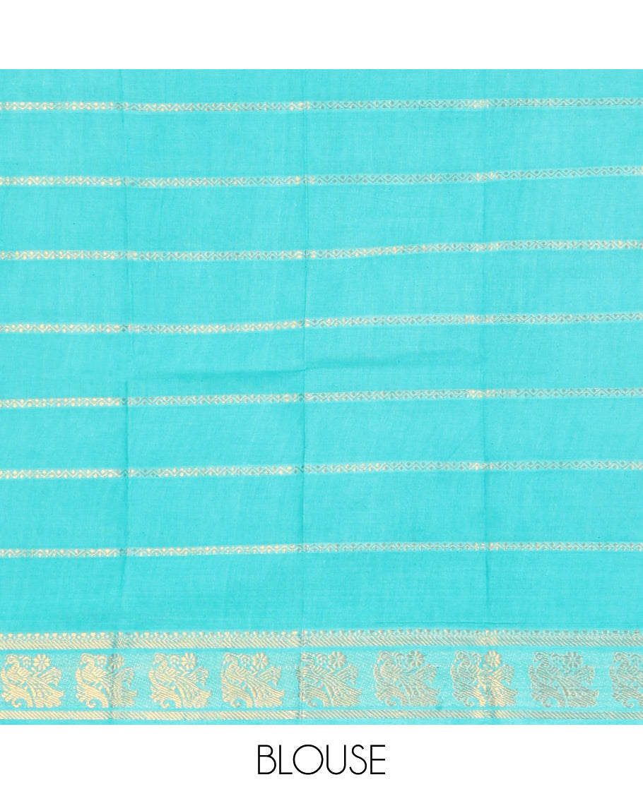 Navy Blue Plain Sungudi Cotton Saree