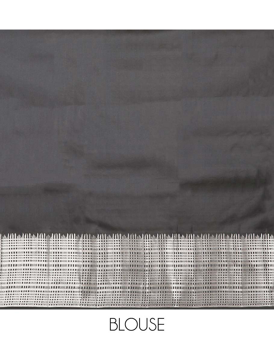 Light Blue butta silk saree with contrast checked zari design & geometric design pallu