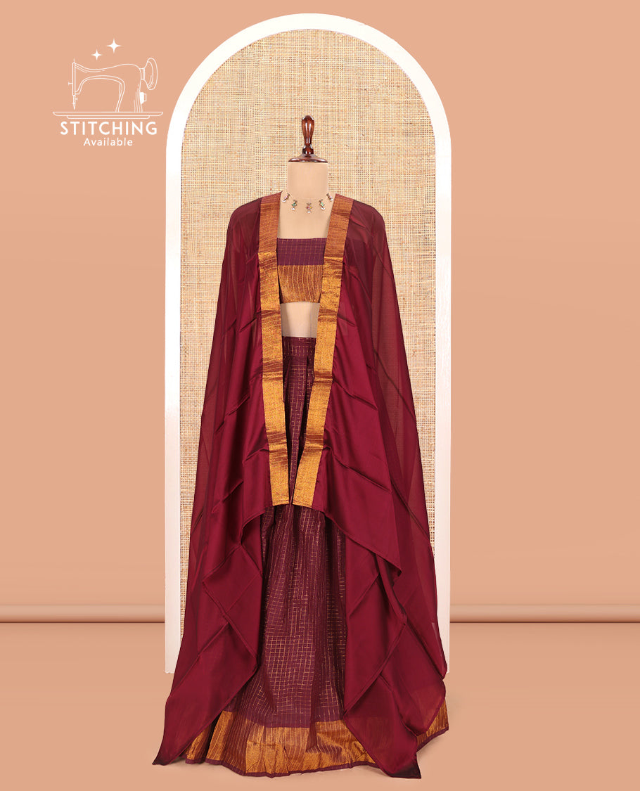 Maroon Sungudi Cotton Half-Saree