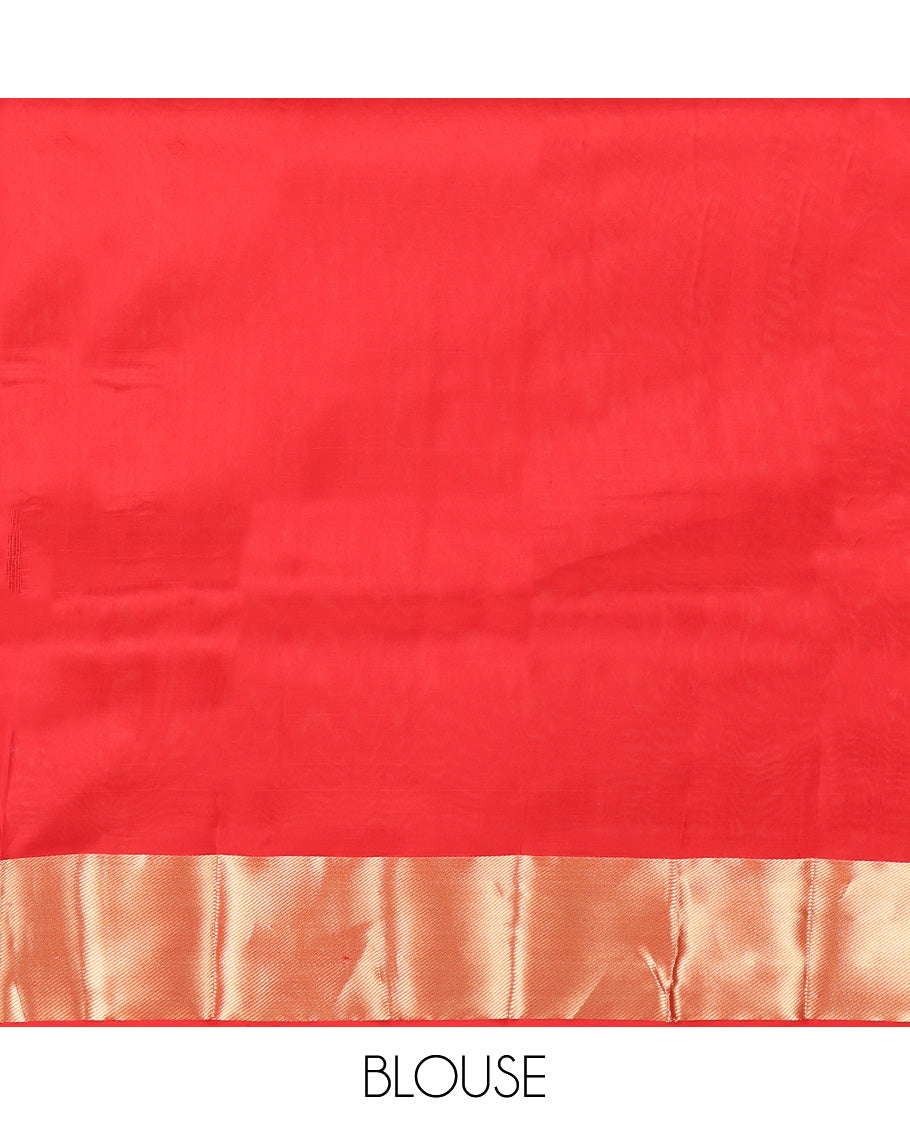 Red Plain Kanchipuram Silk Saree