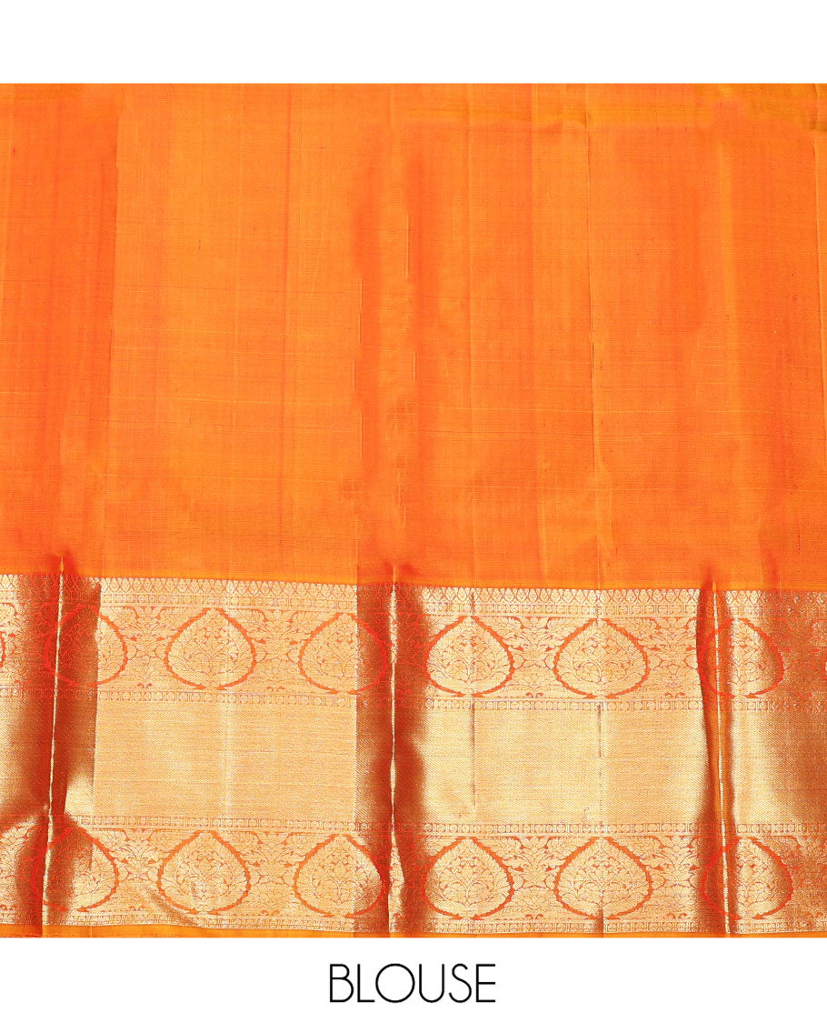 Purple Pure Silk Half-Saree, Mesmerized with Zari Buttas on Its Skirt, Complemented by a Contrast Border Featuring Traditional Zari Designs, Comes with a Contrast Blouse and a Dhavani of Mayil-Chakram Enclosed Checks